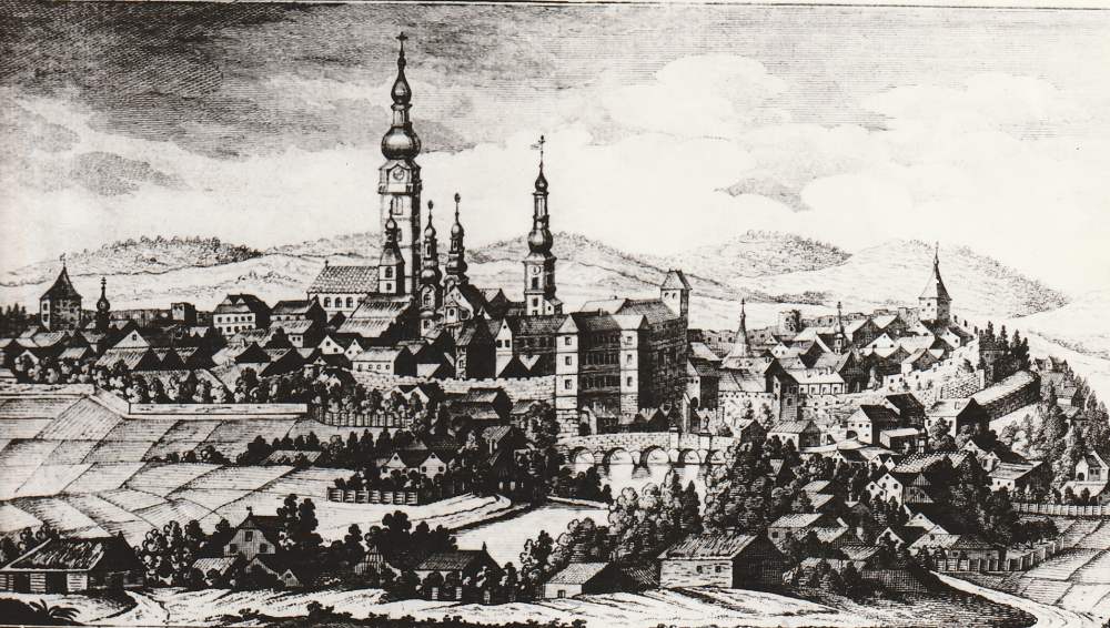 Psek od severu s mostem, mdiritina z roku 1814